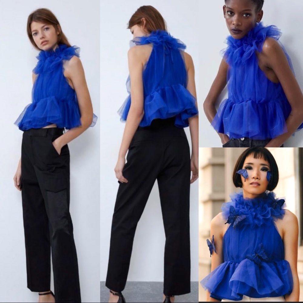 NWT Zara tulle ruffle top, XS